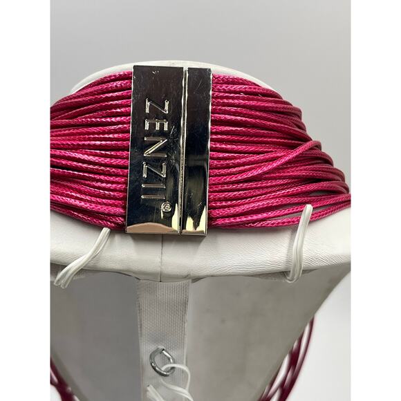 Zenzii Pink Learning The Ropes Leather Layered MultiStrand Statement Necklace - Picture 6 of 9